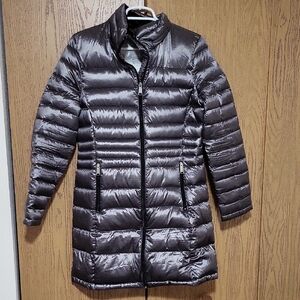 ANDREW MARC Women's Metallic Silver Ultra Warm Winter Puffer Coat Jacket Size M